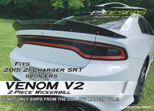PSDesigns 2 PC VENOM *V2* 2015+ Dodge Charger Rear WickerBill Spoiler