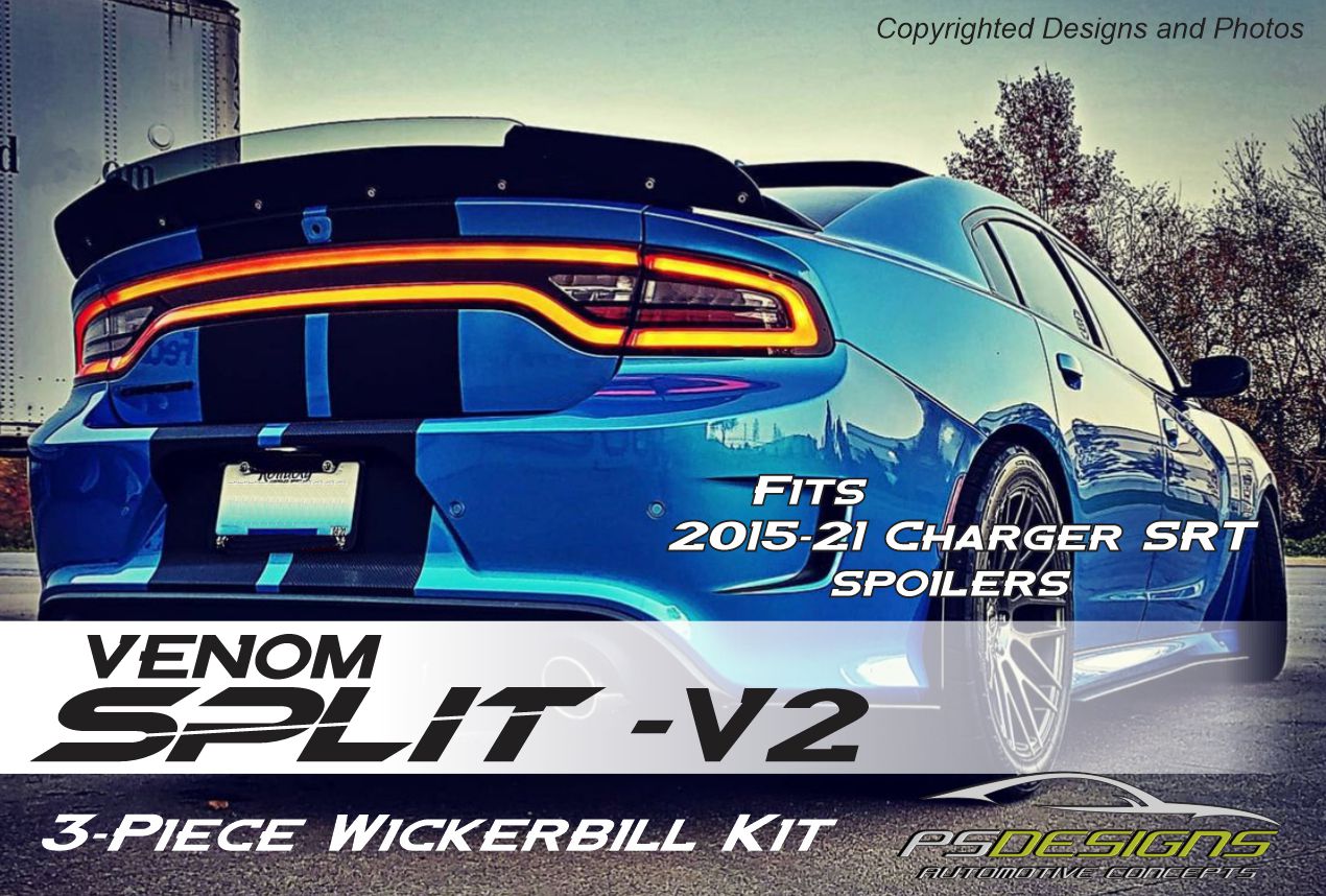PSDesigns Venom Split V2 2015+ Dodge Charger Rear Wicker Bill wickerbill Spoiler