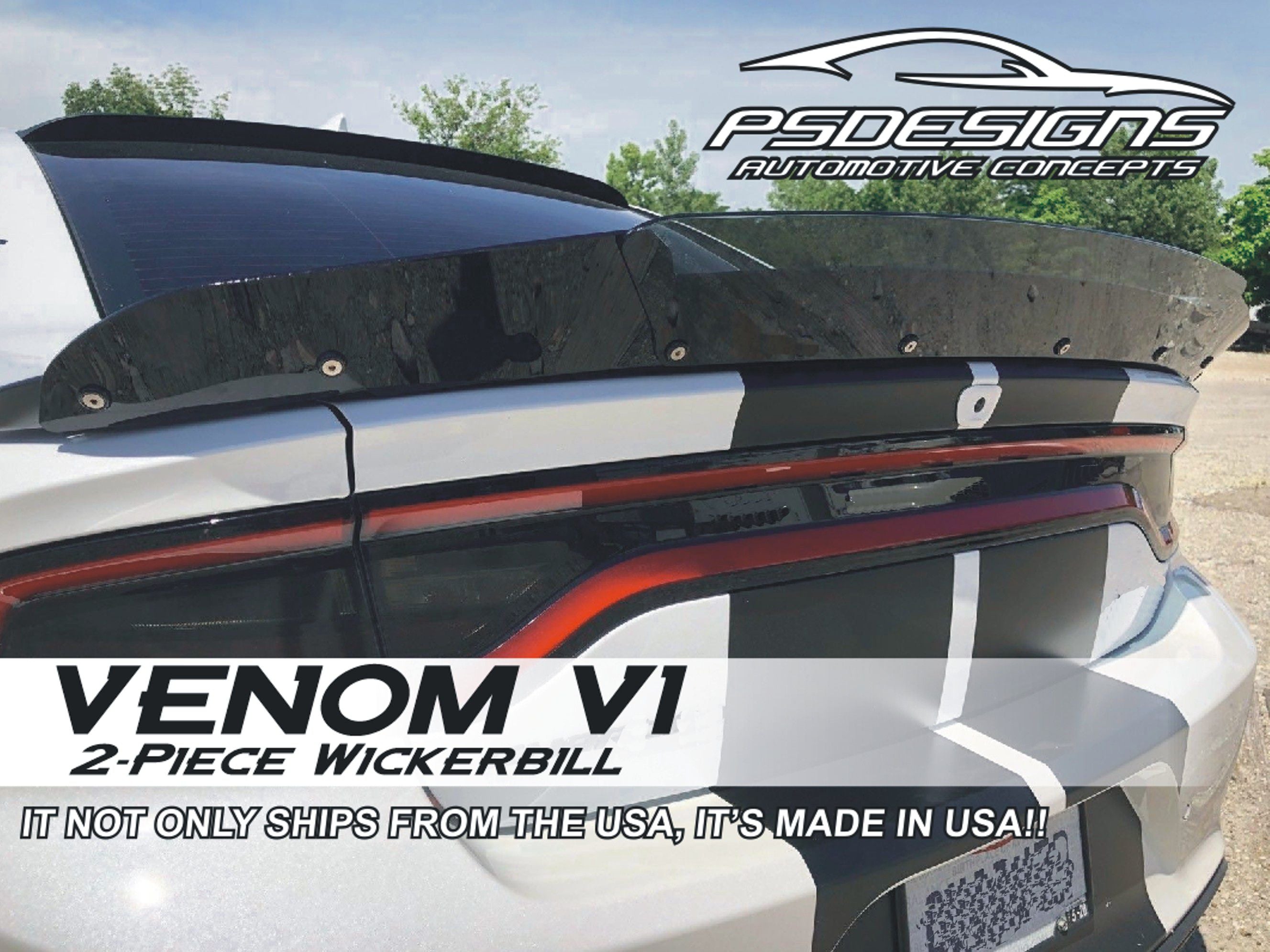 2 PC PSDesigns Venom V1 2015+ Dodge Charger outlet Rear Wicker Bill wickerbill Spoiler w/ RIVNUT TOOL