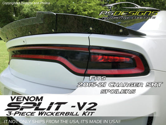 PSDesigns Venom Split V2 2015+ Dodge Charger Rear Wicker Bill wickerbill Spoiler